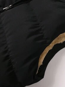 Manfinity Homme Men's Winter Casual Solid Color Stand Collar Fleece Vest Jacket - Black - View 4