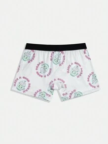 Men's Digital Printed Woven Band Square Cut Underwear - White - View 2