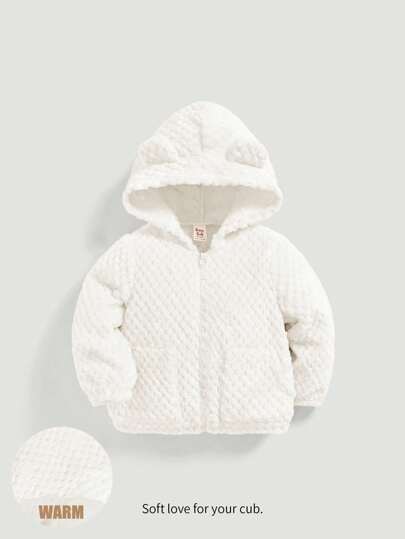 Cozy Pixies Dicker, niedlicher Baby-Mädchen Mantel Einfarbig mit Kapuze und Thermofutter