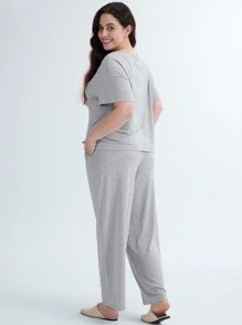 LUVLETTE Conjunto de pijama holgado de cuello redondo de TENCEL™ Modal para mujer, súper suave, como ropa de exterior'
