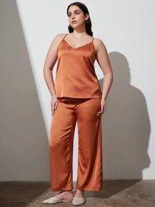 LUVLETTE Satin With Backless Lace Retro Cami And Panty Women Pajama Set Lingerie As Outerwear Lounge Sets For Women