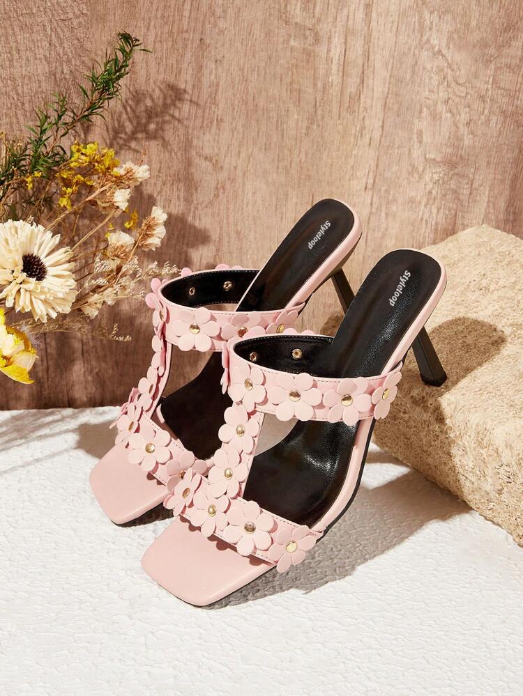 Fashionable Pink High Heeled Sandals
