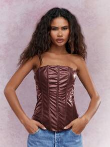 MISSGUIDED Top liso sin tirantes para el verano