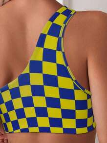 SHEIN Swim 女士格子印花两件套比基尼套装（随机印花）夏日海滩 - 彩色 - 查看 5