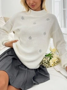 EURMUSE Suéter com Bordado - Damasco - Ver 4