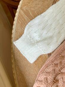 SHEIN LMoss Kids Váy len màu trơn co giãn thường ngày cho bé gái LMoss Baby Girl, Thu/Đông - Nhiều màu - Xem 10