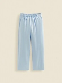 THE HAPPY LOOK Tween Mädchen Basic Loose Straight Leg Woven Casual Pants, Blau Uni, Frühling/Sommer
