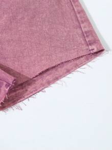 SHEIN Girls' (Big) Street Style Simple Denim Shorts - Purple - View 3