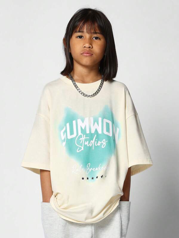 SUMWON Kids Unisex Oversized Fit Tee With Front Print
