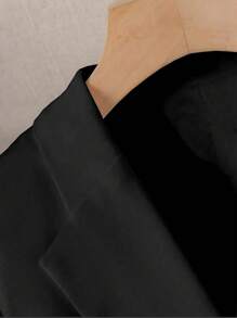 SHEIN LUNE Single Button Lapel Collar Solid Long Sleeve Blazer - Black - View 3