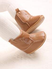 New Winter 0-1 Years Old Infant Cute PU Print Soft Bottom Infant Boots - Brown - View 7