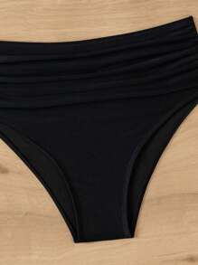 SHEIN Swim 女士性感拼色頸掛式比基尼套裝，適用於夏日沙灘 - 彩色 - 查看 4