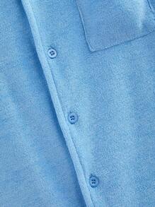 THE HAPPY LOOK Young Boy Plain Blue Jersey Knit Short Sleeve Casual Shirt For Spring And Summer - Blue - View 3