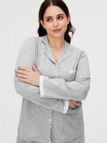 LUVLETTE Autumn And Winter Grey Soft Fabric With Lace Elegance Trim Long Women 100% Pure Cotton Pajama Set Lounge Sets For Women Lingerie Fall Pajamas Clothes - Light Grey - View 6