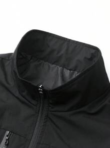 Manfinity Athleisure Boyfriend Style Men's Solid Color Simple Daily Casual Sports Jacket