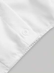 SHEIN MOD Camisa blanca elegante para mujer con puños con volantes, uniforme escolar, estilo de dinero antiguo, camisa de trabajo, camisa de cumpleaños - Blanco - Ver 3