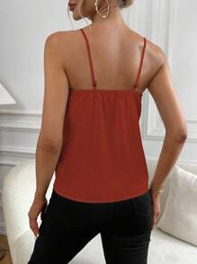 Chiquease Solid Color Lace Patchwork Summer Camisole - Orange - View 2