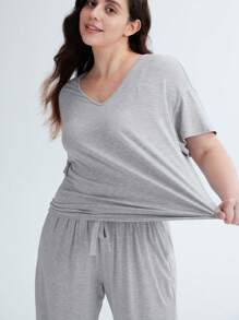 LUVLETTE Conjunto de pijama holgado de cuello redondo de TENCEL™ Modal para mujer, súper suave, como ropa de exterior'