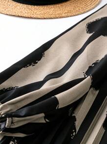 EMERY ROSE Women's V-Neck Overlapping Print Cinched Waist Long Sleeve Dress Maxi Women Outfit Fall Cloth For Women - Coffee - View 6