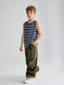 Conjunto de 4 piezas de tops de punto informales y holgados para niño preadolescente, tops básicos cómodos - Caqui - Ver 12