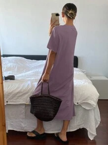 Livesso 女士夏季休闲纯色连衣裙太阳裙