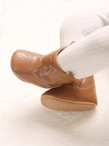 New Winter 0-1 Years Old Infant Cute PU Print Soft Bottom Infant Boots - Brown - View 4