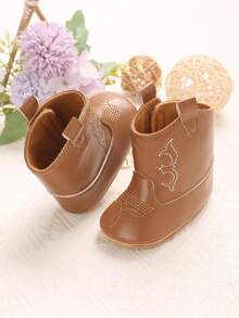 New Winter 0-1 Years Old Infant Cute PU Print Soft Bottom Infant Boots - Brown - View 5