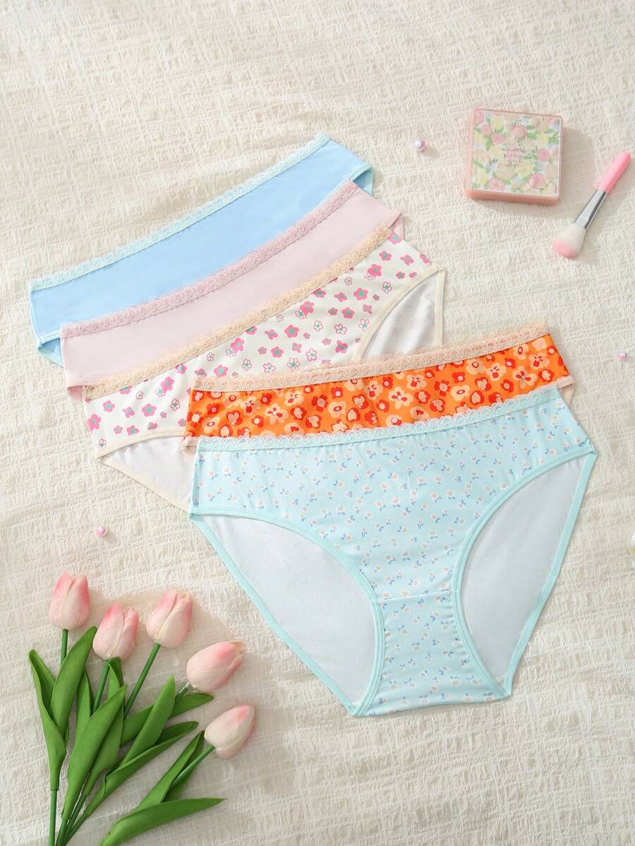 SHEIN ملابس داخلية نسائية صغيرة بثلاثية مطبوعة بالزهور