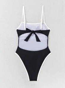 Swim Vcay Contrast Binding One Piece Swimsuit For Summer - Multicolor - View 3