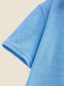 THE HAPPY LOOK Young Boy Plain Blue Jersey Knit Short Sleeve Casual Shirt For Spring And Summer - Blue - View 4