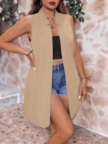 Calvaya Chaleco unicolor sin mangas de talla grande para verano