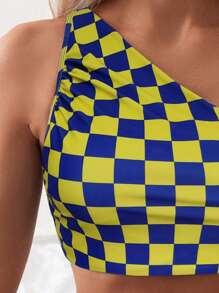 SHEIN Swim 女士格子印花两件套比基尼套装（随机印花）夏日海滩 - 彩色 - 查看 4