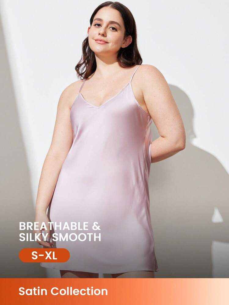 Seksowna i prosta satynowa koszula nocna dla kobiet z cienkimi ramiączkami, satynowa bielizna jako odzież wierzchnia, przewiewna sukienka typu slip dress babydoll i piżamadressing