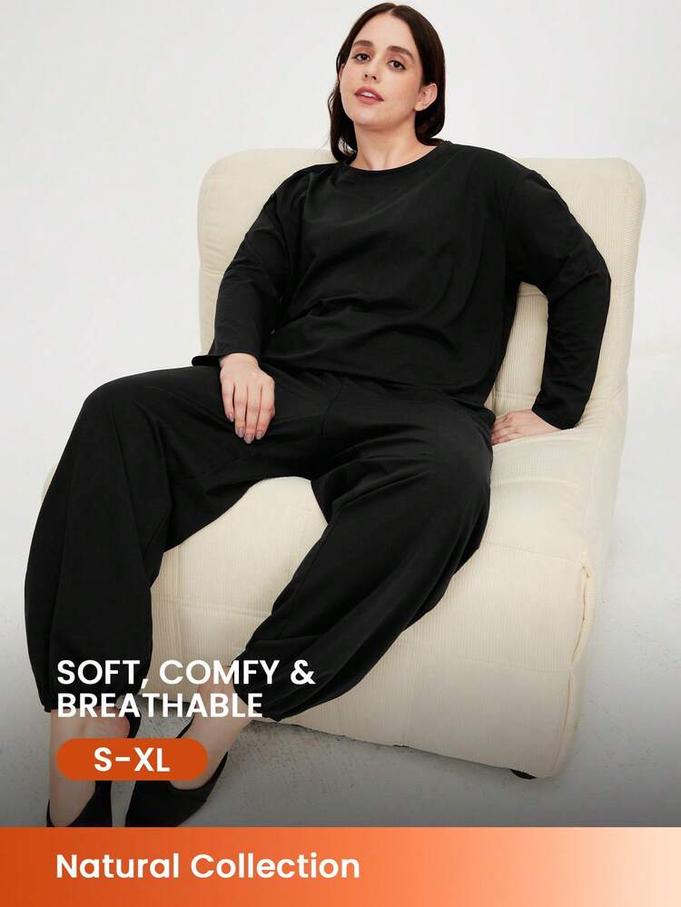 Set di pigiama lungo in morbido cotone e modal, abbigliamento da relax e da indossare all'esterno, pigiama autunnale coordinato