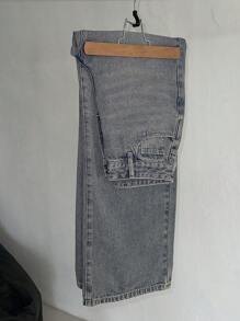 DAZY 女式寬鬆直腿休閒牛仔褲，附口袋 - 中等水洗藍 - 查看 6