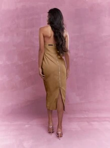 MISSGUIDED Tailored Back Zip Closure Bandeau Midi Dress