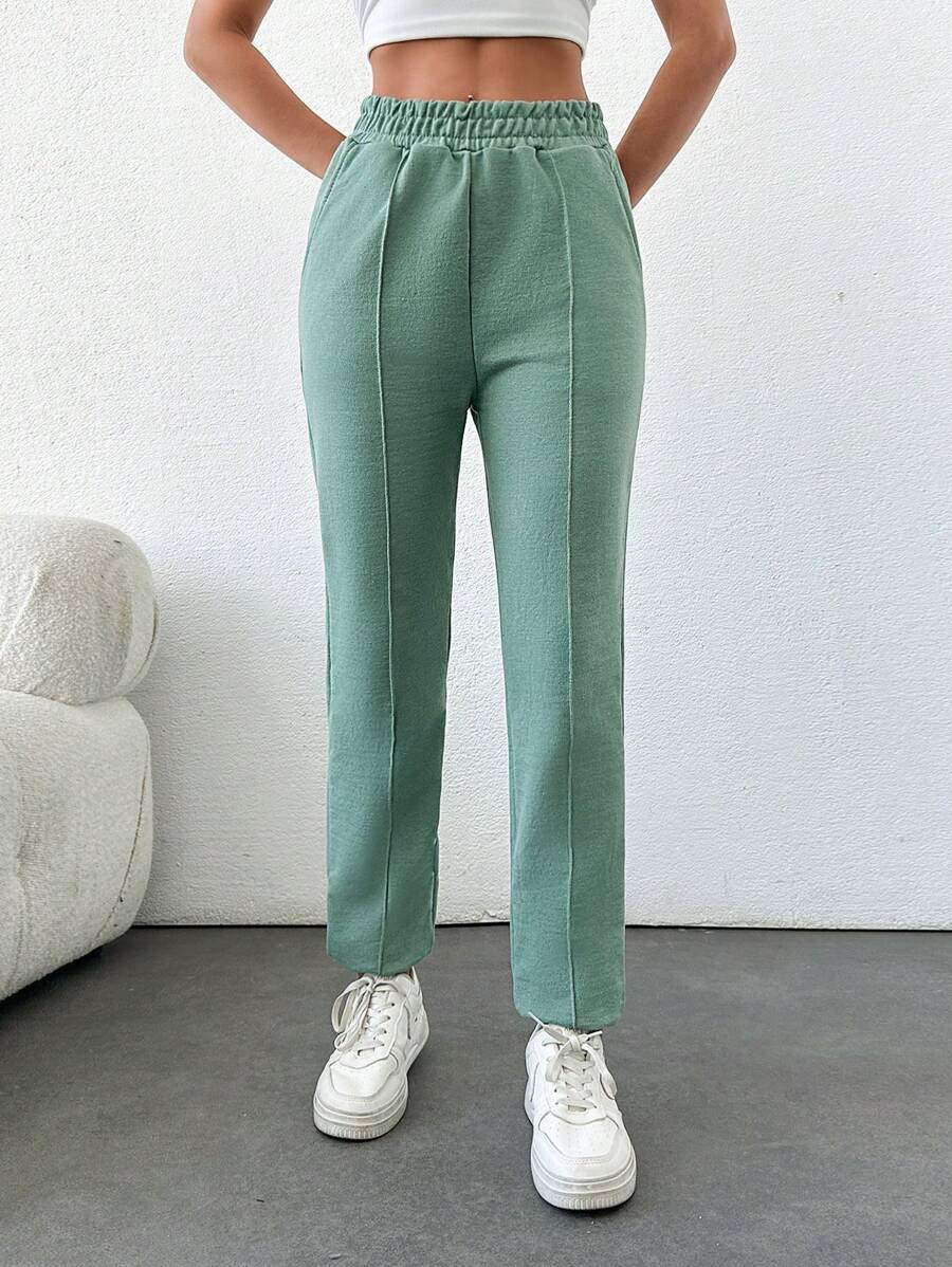 SHEIN Cottnline Women's Solid Color Elastic Waist Joggers, Perfect For Exercise And Leisure - Mint Green - View 1