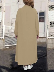 EMERY ROSE Plus Size Spring/Summer Casual Solid Color Long Dress Maxi Women Outfit Fall Cloth For Women - Brown - View 2