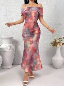 Modelyn Women's Elegant Random Printed Dress Long Evening Dresses - Multicolor - View 5