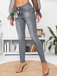EURMUSE Women's Slim Fit Denim Pants - Grey - View 5