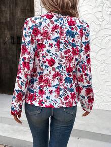 SHEIN LUNE Áo khoác nữ in hoa dáng vừa vặn có cổ đứng - Nhiều màu - Xem 2