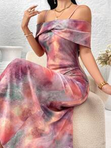 Modelyn Women's Elegant Random Printed Dress Long Evening Dresses - Multicolor - View 2