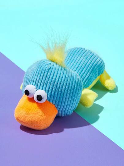 PETSIN Blue Duck Shaped Plush Dog Toy With Internal Squeaker And Bite Resistant