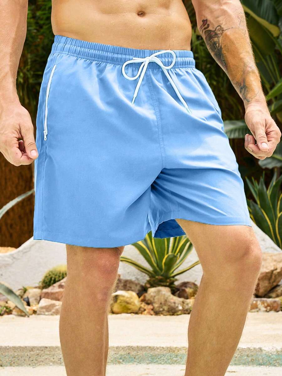 Manfinity Swimmode Men's Beach Shorts (Random Print Cutting) - Blue - View 1