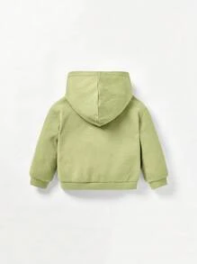 Cozy Pixies 2 件装女婴中性服装纯色连帽落肩运动衫和阔腿裤套装，绿色 - 綠色 - 查看 2