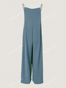 Women's Solid Color Minimalist Fitted Casual Jumpsuit, Street Style Suitable For Daily Wear And Vacation
