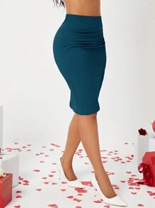 SHEIN Lady Falda con cintura alta y dobladillo con forma de tulipán fruncido