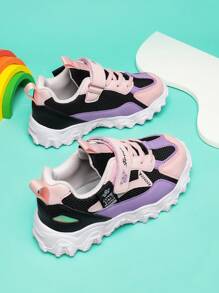Girls Colorblock Lace-Up Front Chunky Sneakers For Outdoor Colorful Sneakers - Multicolor - View 4