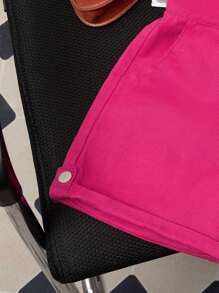 SHEIN Regata Listrada de Menina Jovem e Shorts Jardineira com Bainha Dobrada