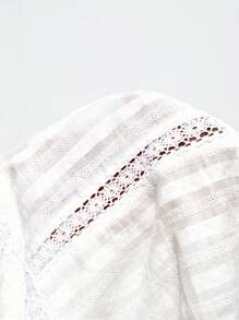 Maija 夏季休闲拼接蕾丝宽松吊带背心，白色